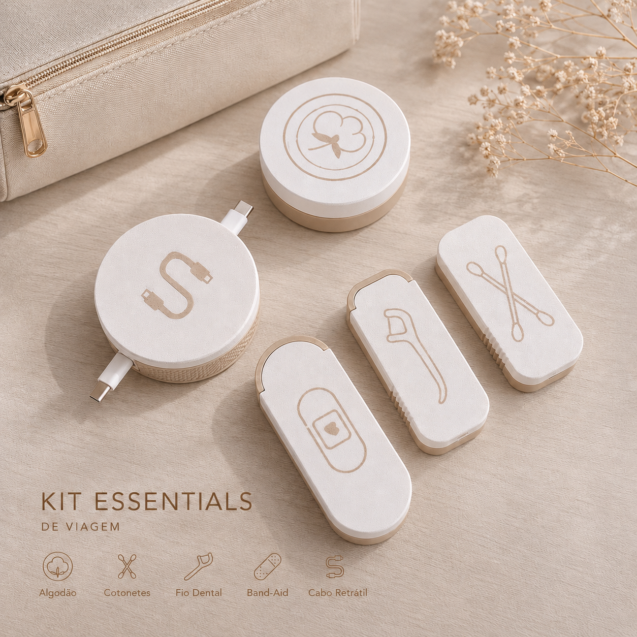 Kit Essentials Plus (5 peças com organizador de cabo)